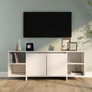 Mueble para TV madera contrachapada blanco brillo 130x35x50 cm D