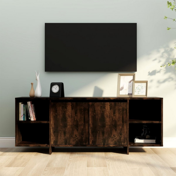 Mueble de TV aglomerado color roble ahumado 130x35x50 cm Mueble de TV aglomerado color roble ahumado 130x35x50 cm D