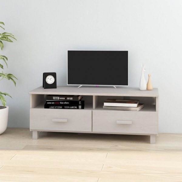 Mueble de TV HAMAR madera maciza de pino blanco 106x40x40 cm D