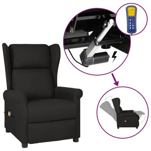 Sillón reclinable de masaje eléctrico de tela negro Sillón reclinable de masaje eléctrico de tela negro D