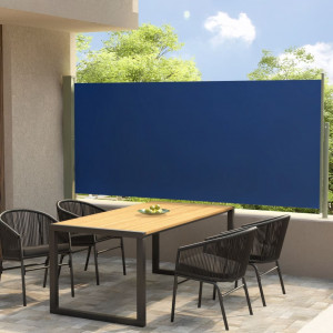 Toldo lateral retráctil de jardín azul 140x300 cm D