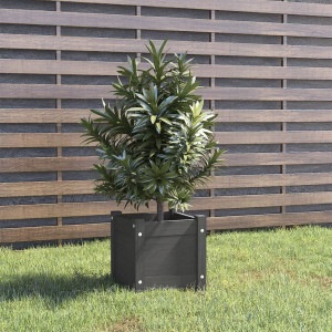 Jardinera de madera maciza de pino gris 31x31x31 cm D