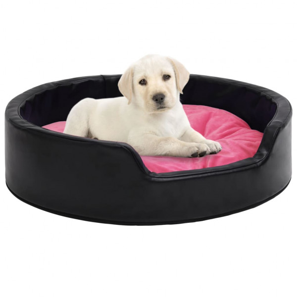 Cama de perros felpa y cuero sintético negro y rosa 99x89x21 cm D