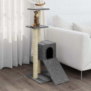 Poste para arranhar gatos com postes de sisal cinza claro 92 cm D