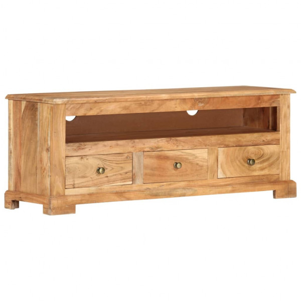Mueble de TV madera maciza de acacia marrón 110x30x40 cm D