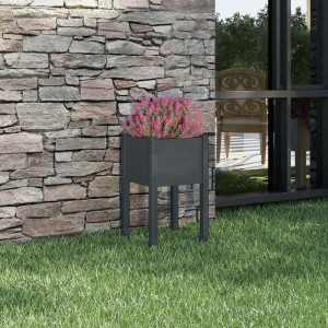 Jardinera de madera maciza de pino gris 40x40x70 cm D