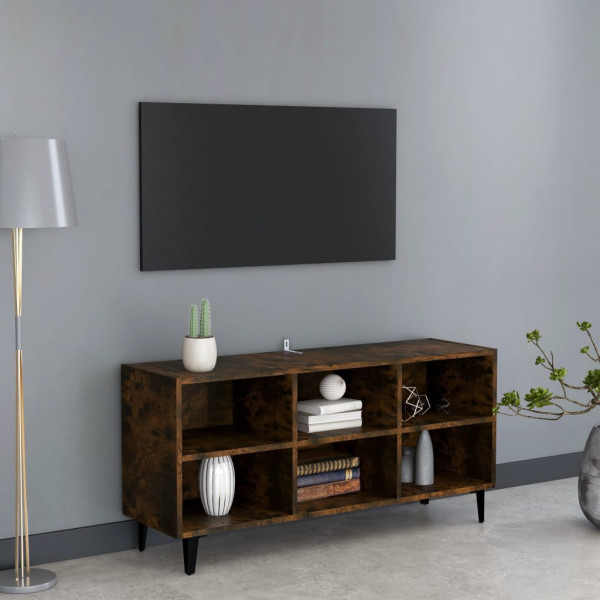 Mueble de TV con patas de metal roble ahumado 103.5x30x50 cm D