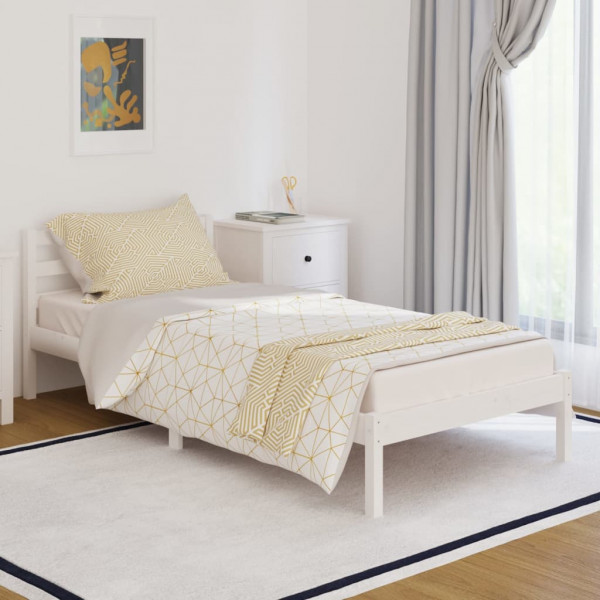 Estructura de cama madera maciza de pino blanco 90x200 cm D