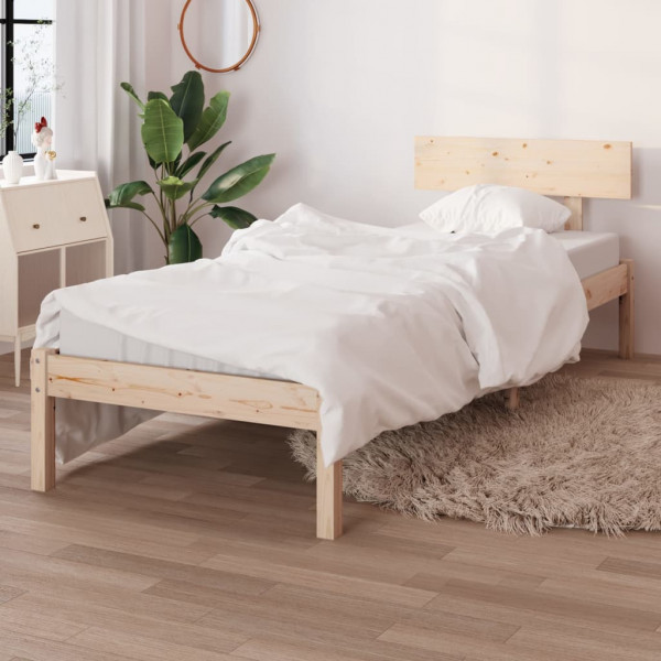 Estructura de cama madera maciza de pino individual 90x190 cm D