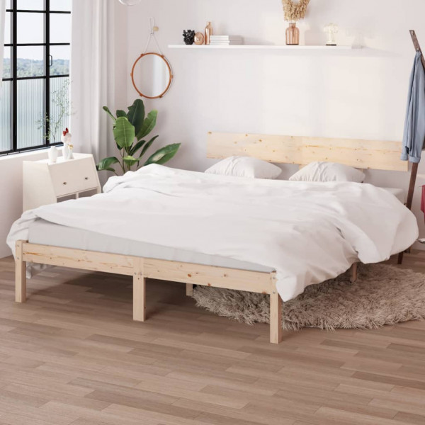 Estrutura de cama individual em madeira de pinho maciça 120x190 cm D