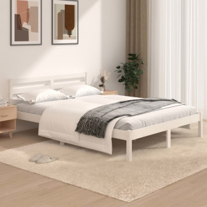 Estrutura de cama em madeira maciça de pinho branco 120x190 cm D