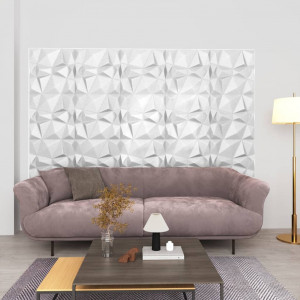 Painéis de parede 3D 48 unidades 50x50 cm branco diamante 12 m² D