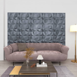 Painéis de parede 3D 24 unidades 50x50 cm cinza diamante 6 m² D