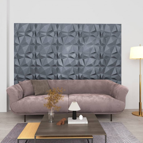 Paneles de pared 3D 24 unidades 50x50 cm gris diamante 6 m² D