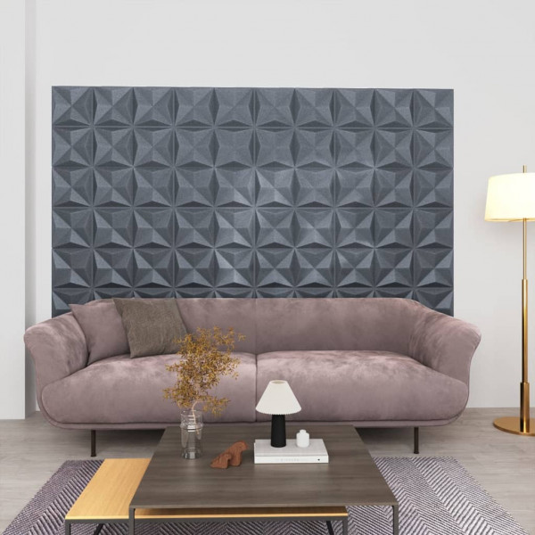 Painéis de parede 3D 48 unidades 50x50 cm origami cinza 12 m² D