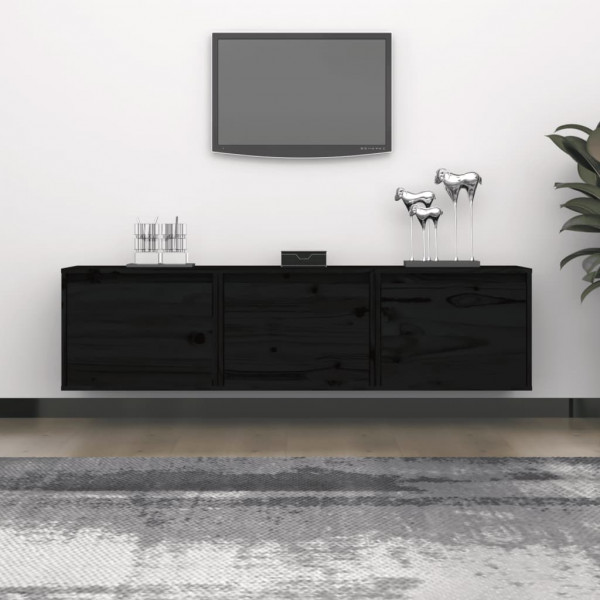 Muebles para TV 3 piezas madera maciza de pino negro D