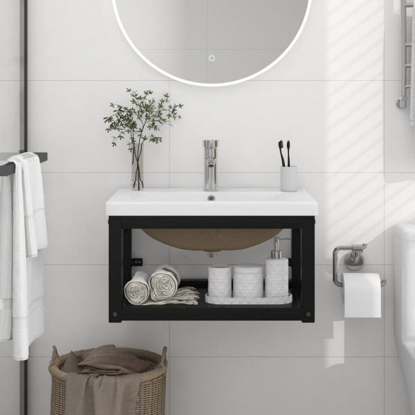 Estructura de baño con lavabo incorporado hierro negro D