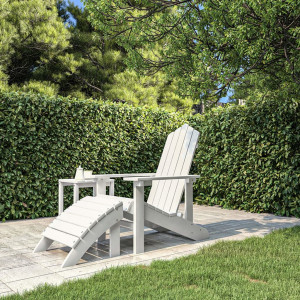 Silla de jardín Adirondack con reposapiés HDPE blanco D