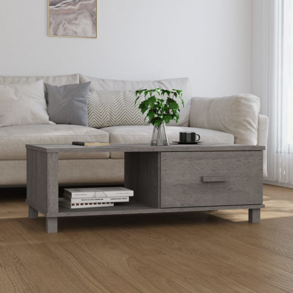 Mesa de centro HAMAR madera maciza pino gris claro 100x55x35 cm D