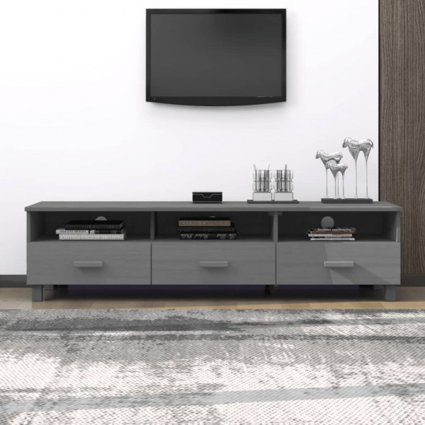 Mueble de TV HAMAR madera maciza pino gris oscuro 158x40x40 cm D