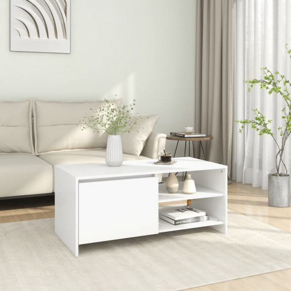 Mesa de centro madera contrachapada blanco 102x50x45 cm D