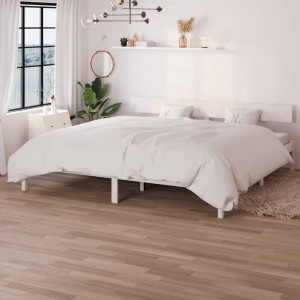 Estructura de cama madera maciza de pino blanco 180x200 cm D