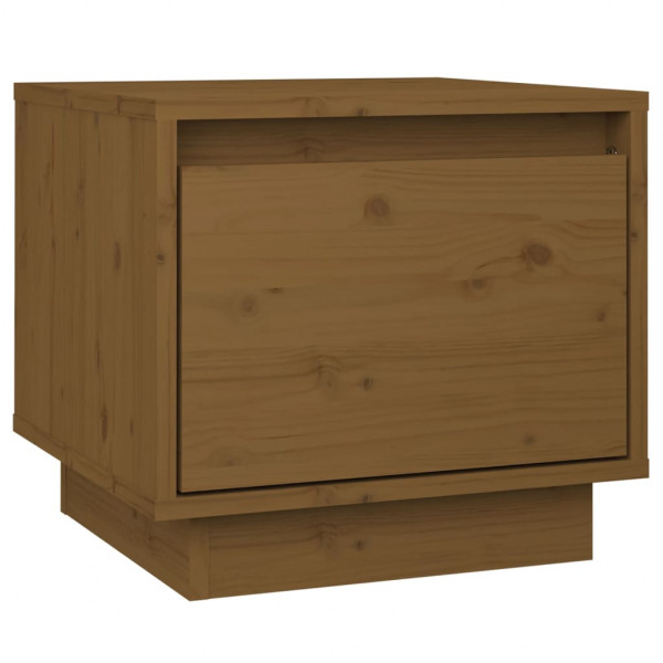 Mesa de cabeceira em madeira de pinho maciça castanho mel 35x34x32 cm D