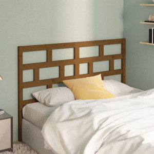 Cabecero de cama madera maciza de pino marrón miel 141x4x100 cm D