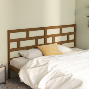 Cabecero de cama madera maciza de pino marrón miel 186x4x100 cm D