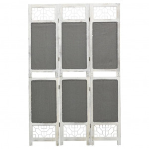 Biombo divisor de 3 paneles de tela gris 105x165 cm D