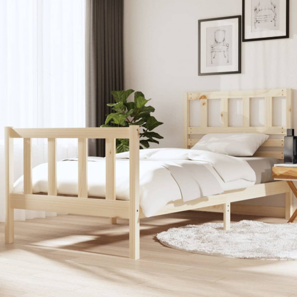 Estrutura de cama de madeira maciça 3FT individual 90x190 cm D