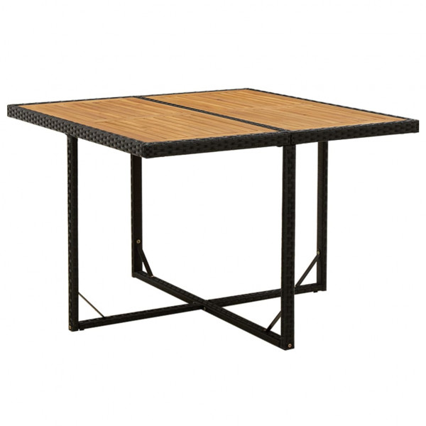 Mesa de jardín ratán sintético madera acacia negro 109x107x74cm D