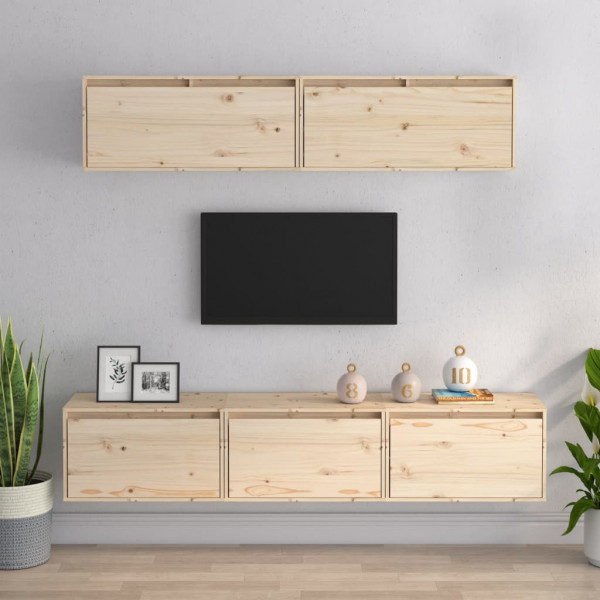 Muebles para TV 5 piezas madera maciza de pino D