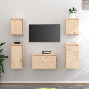 Móveis de TV 5 peças em madeira maciça de pinho D