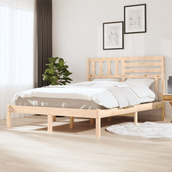 Estructura de cama madera maciza de pino 120x190 cm D