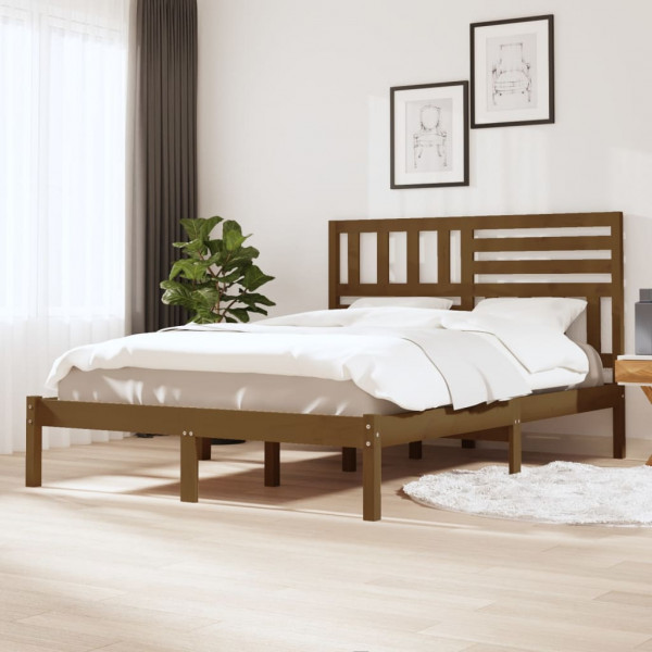 Estrutura da cama madeira maciça pinho marrom mel 150x200 cm D