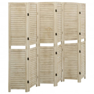 Biombo de 6 paneles de madera maciza de paulownia 210x165 cm D