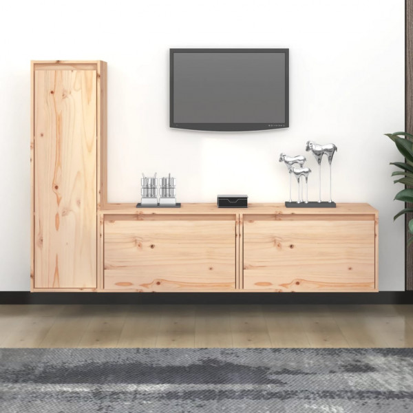 Muebles para TV 3 piezas madera maciza de pino D