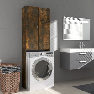 Armário para máquina de lavar em carvalho fumê 64x25,5x190 cm D