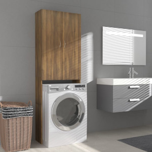 Armário para máquina de lavar carvalho marrom 64x25,5x190 cm D