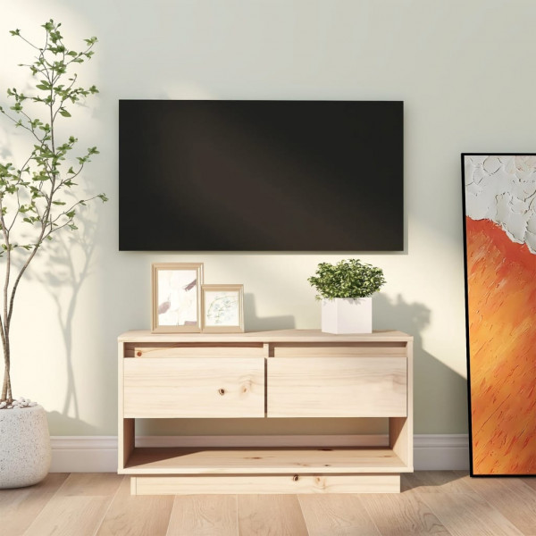 Mueble de TV de madera maciza de pino 74x34x40 cm D
