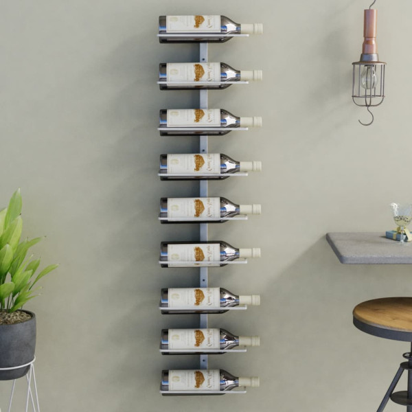 Botelheiro de parede para 9 garrafas de ferro branco D