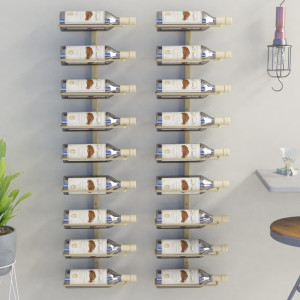 Botellero de pared para 9 botellas 2 unidades hierro dorado D