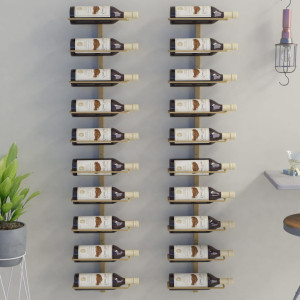 Botellero de pared para 10 botellas 2 unidades metal dorado D