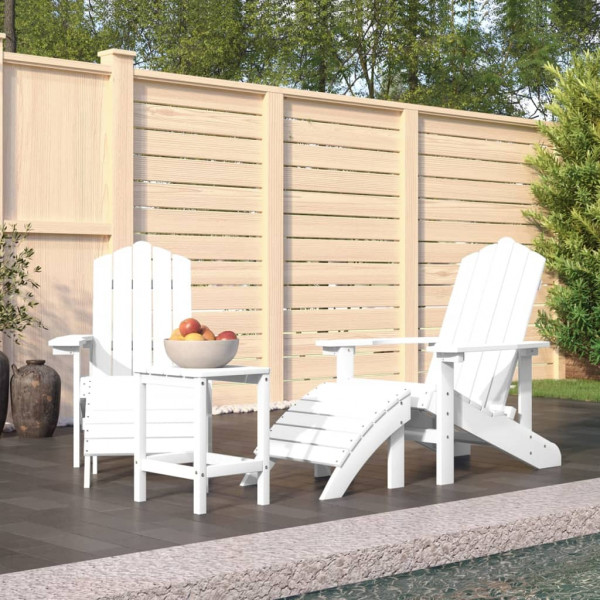 Cadeiras de jardim Adirondack com repouso e mesa de HDPE branco D