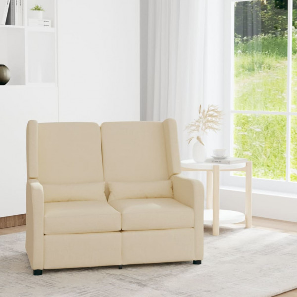 Sofá reclinable de 2 plazas de tela color crema D