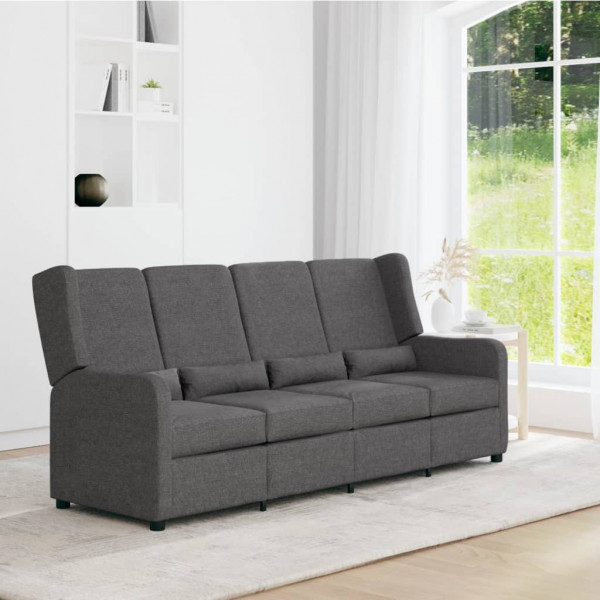 Sofá reclinable de 4 plazas de tela gris oscuro D