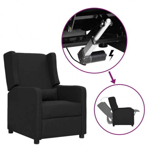 Sillón reclinable elevable de tela negro Sillón reclinable elevable de tela negro D