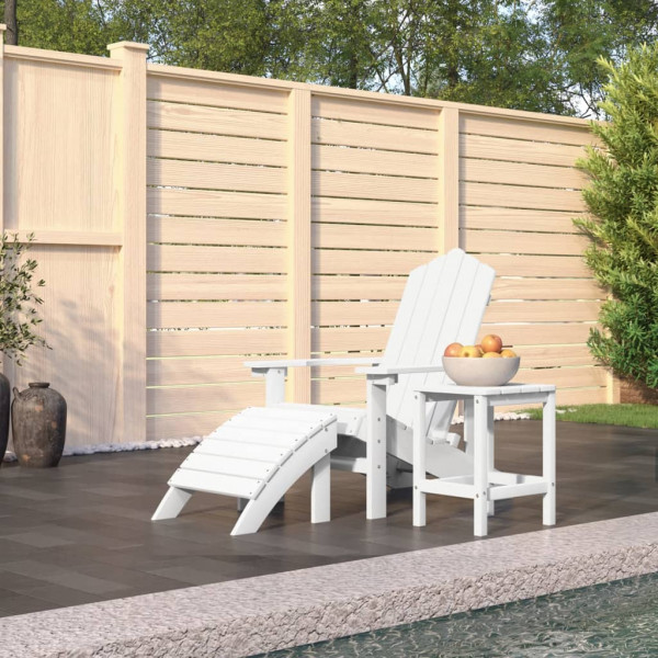 Cadeira de jardim Adirondack com capacete e mesa de HDPE branca D