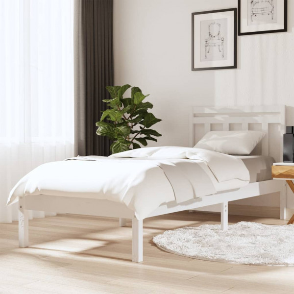 Estrutura de cama individual de madeira branca 90x190 cm D
